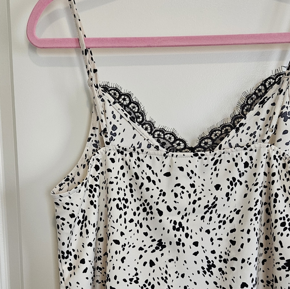 A New Day Spotted Lace Cami Blouse Cream Black Women's Size Large - Picture 7 of 9